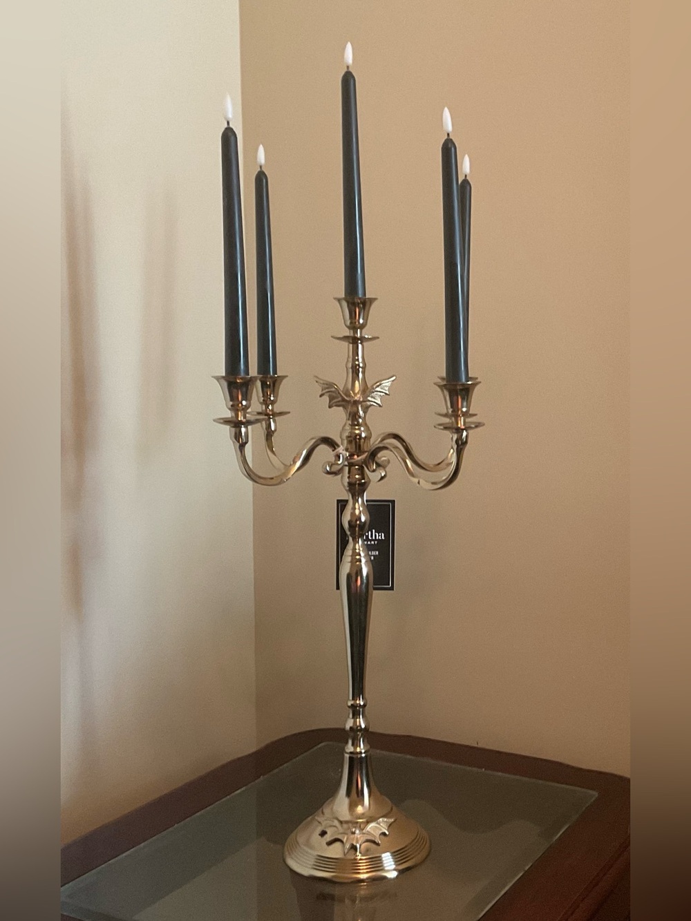 Martha Stewart Gold Bat Candelabra NWT